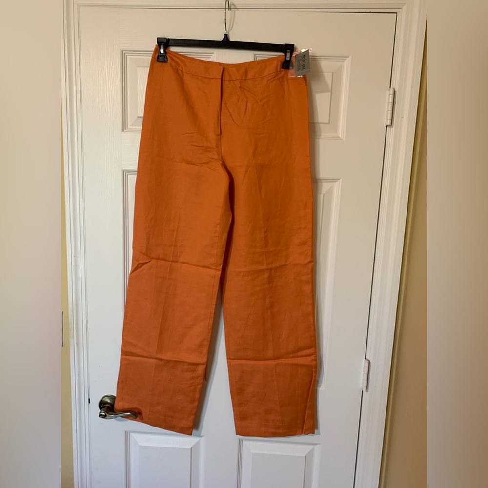 Style & Co.‎ Country Club Linen Blend Apricot Straight Leg Pants 10 Casual